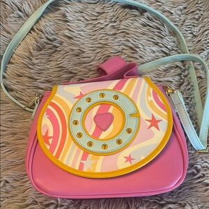 Pink and Yellow Retro Phone Dial Bag Purse